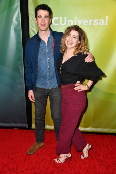 Levi Fiehler and Alice Wetterlund attend the 2020 NBCUniversal Winter Press Tour 45 - Resident Alien