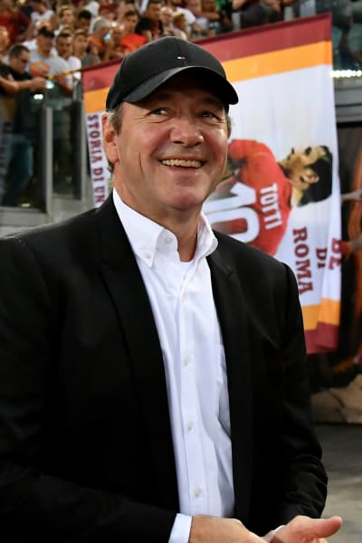 US actor Kevin Spacey looks on prior the Italian Serie A football 