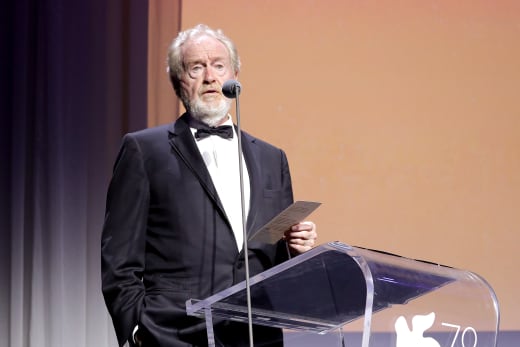 Director Sir Ridley Scott speaks on stage as he receives the Cartier Glory To The Filmmaker Award