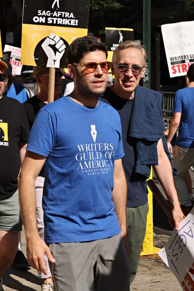 Michael H. Weber joins members and supporters of the WGA and SAG-AFTRA