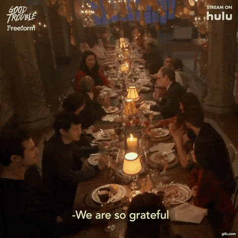 Toasting at Thanksgiving (GIf) - Good Trouble Season 5 Episode 7