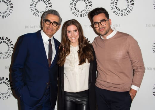 Eugene Levy, Sarah Levy and Daniel Levy attend the PALEYLIVE LA: An Evening With Schitts Creek