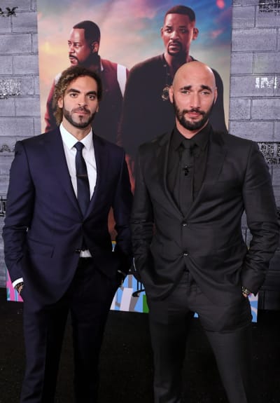 Adil El Arbi and Bilall Fallah attend the premiere of Columbia Pictures' 