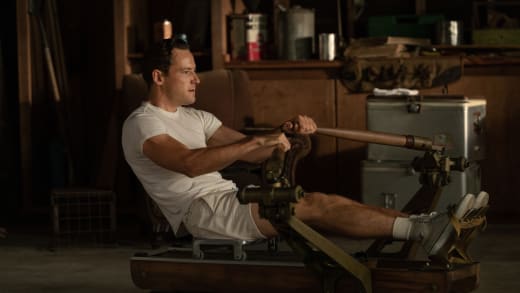 Calvin On His Rowing Machine - Lessons in Chemistry Season 1 Episode 2