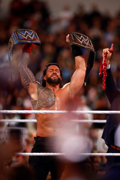 Roman Reigns after defeating Cody Rhodes 