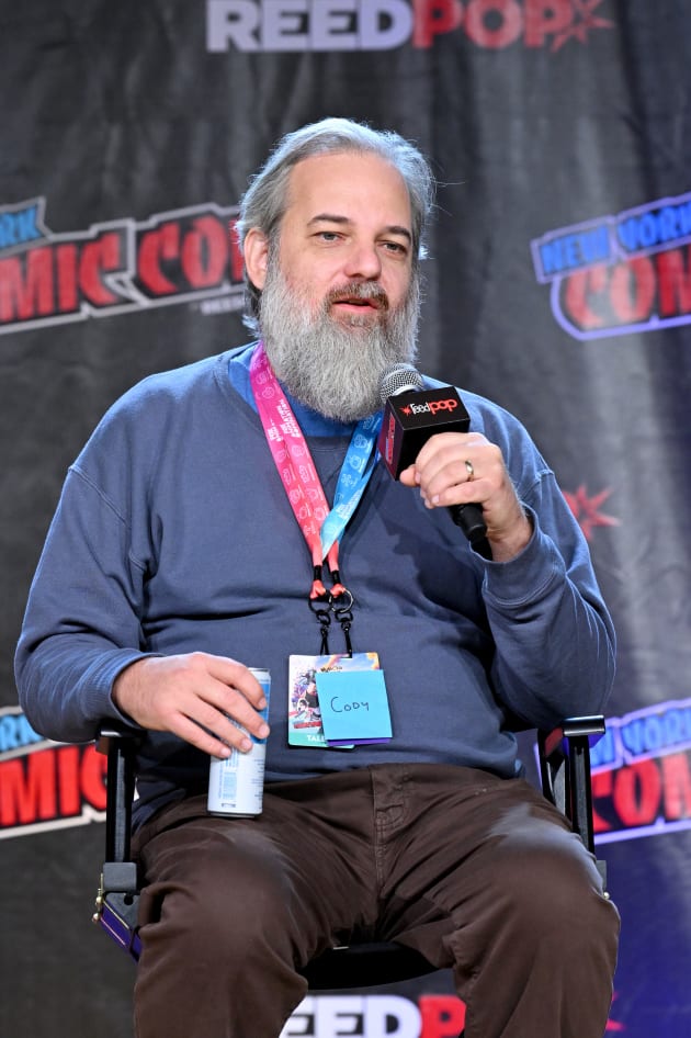 Dan Harmon speaks onstage at Dan Harmon Presents KRAPOPOLIS TV Fanatic