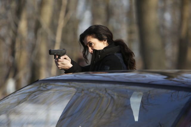 Samar aims her gun - The Blacklist Season 4 Episode 20