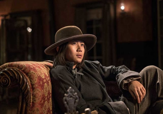 Mei relaxes after a long day hell on wheels season 5 episode 9