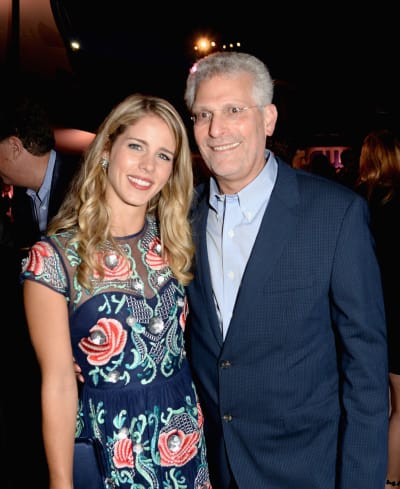  Actress Emily Bett Rickards and Mark Pedowitz, President of The CW Television Network attend the CW, CBS and Showtime