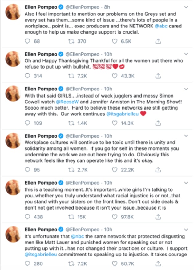 Ellen Pompeo Slams Nbc Over Gabrielle Union America S Got Talent Firing Tv Fanatic