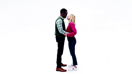 Chidi and Eleanor on The Good Place: World Ending Admissions