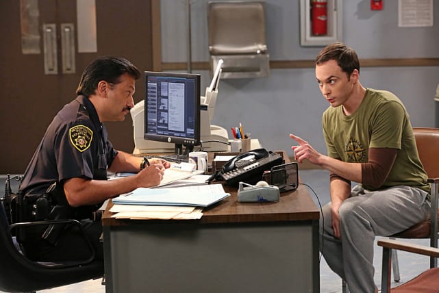Sheldon Talks to a Police Officer