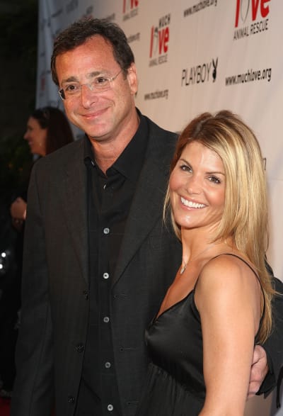 Bob Saget and Lori Loughlin pose at Much Love's BOW WOW WOW Animal Rescue Beneift