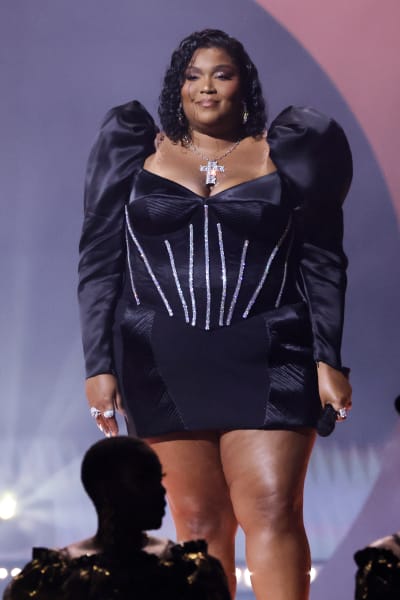 Lizzo performs onstage during the 65th GRAMMY Awards at Crypto.com Arena