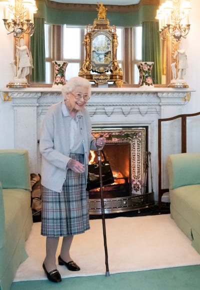 Queen Elizabeth II waits in the Drawing Room before receiving newly elected leader of the Conservative party