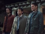 Sam, Dean and Castiel stand guard - Supernatural Season 12 Episode 23