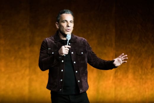 Sebastian Maniscalco speaks onstage during Lionsgate exclusive presentation at Caesars Palace during CinemaCon 2022