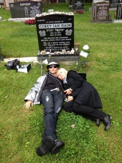 Corey Feldman and Judy Haim at Corey Haim's Grave
