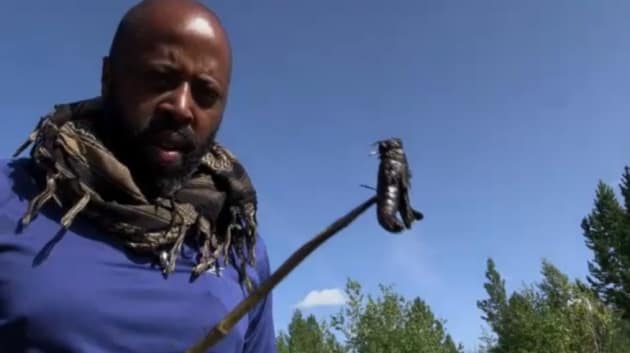 Britt Prepares to Eat a Grasshopper - Alone Season 5 Episode 2