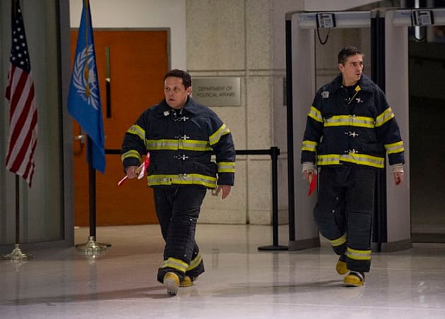 Fusco and Reese as Firefighters