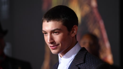 Actor Ezra Miller arrives for the world premiere of Warner Bros. Pictures' Justice League,