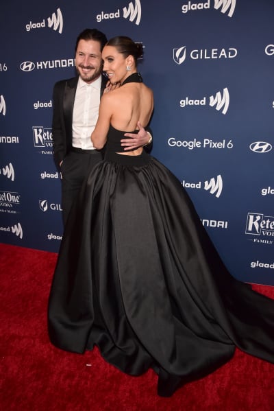 Valentin Chmerkovskiy and Jenna Johnson Chmerkovskiy attend The 33rd Annual GLAAD Media Awards 