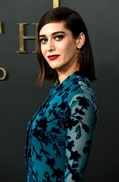 Lizzy Caplan attends the Premiere Of Apple TV+'s "Truth Be Told" at AMPAS Samuel Goldwyn Theater