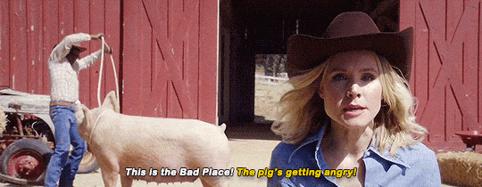 The one where Chidi lassoed an angry pig