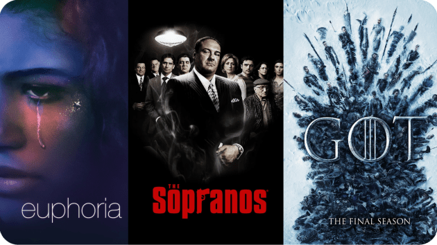 Collage - Euphoria, Sopranos and GoT