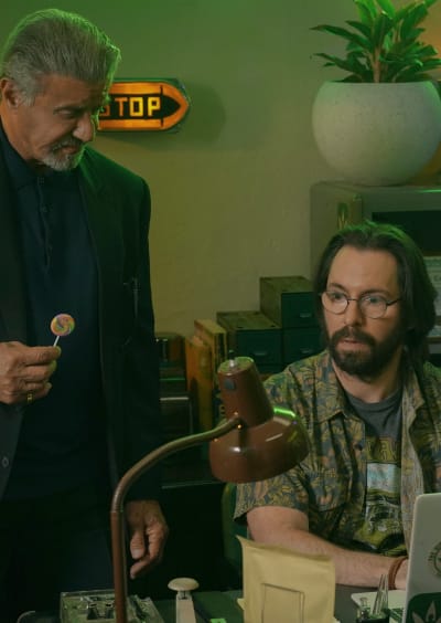 Sylvester Stallone as Dwight Manfredi and Martin Starr as Bodhi - Tulsa King