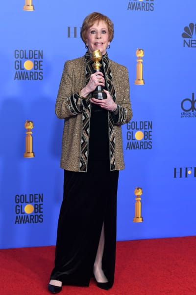  Carol Burnett poses in the press room during the 76th Annual Golden Globe Awards