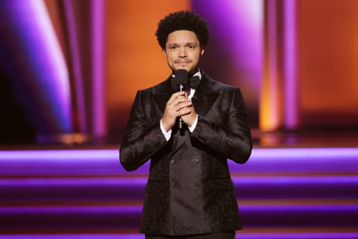 Host Trevor Noah speaks onstage during the 64th Annual GRAMMY Awards 