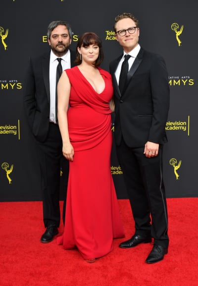 Adam Schlesinger, Rachel Bloom and Jack Dolgen Pose