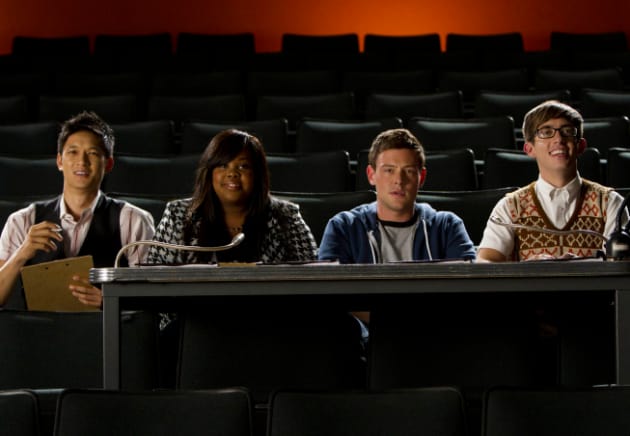 Mike, Mercedes, Finn and Artie