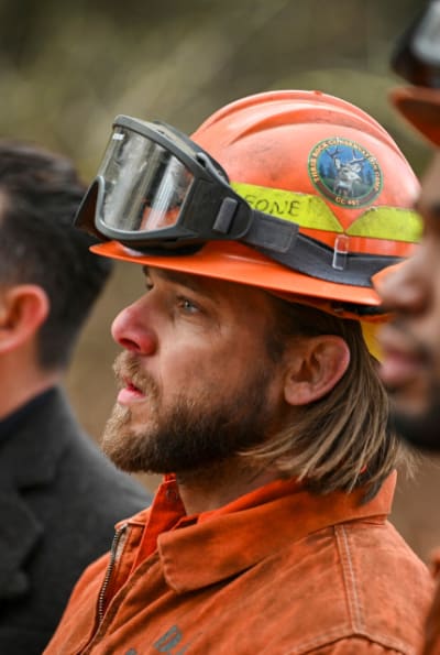 Three Rock fire crew stares into the distance - Fire Country Season 2 Episode 7