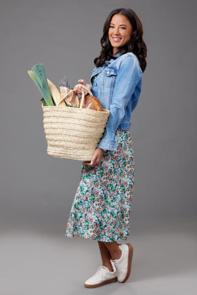 Heather Hemmens with Produce Basket