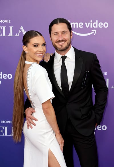 Jenna Johnson and Val Chmerkovskiy attend the Los Angeles Premiere of Amazon Studios' "Cinderella" 