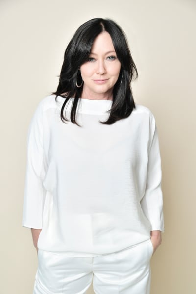 Shannen Doherty poses for a portrait in the Getty Images & People Magazine Portrait Studio 