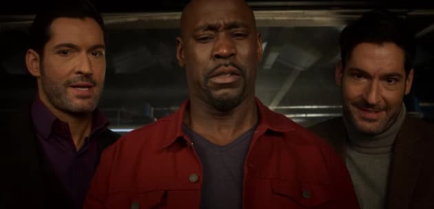 Amenadiel with Angel and Devil - Lucifer Season 5 Episode 8