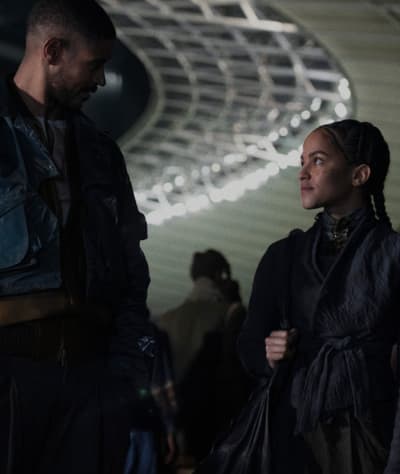 Lou Llobel and Alfred Enoch on Foundation
