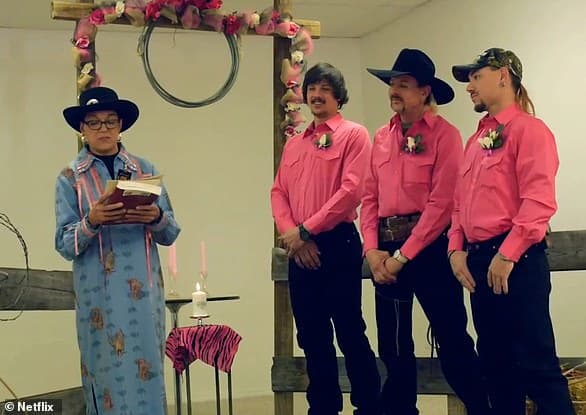Joe Exotic and his two husbands on their wedding day - Tiger King