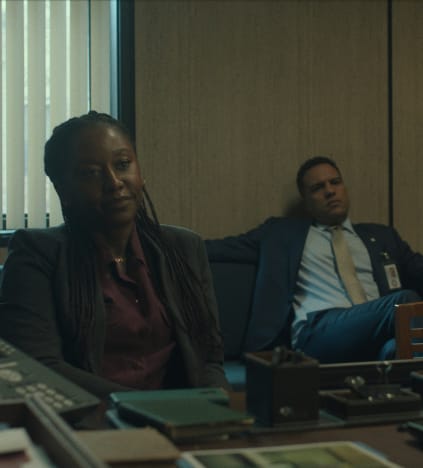 Nana Mensah and O-T Fagbenle in "Presumed Innocent," now streaming on Apple TV+.