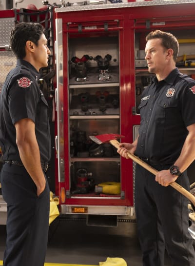 Theo and Beckett - tall - Station 19 Season 7 Episode 4