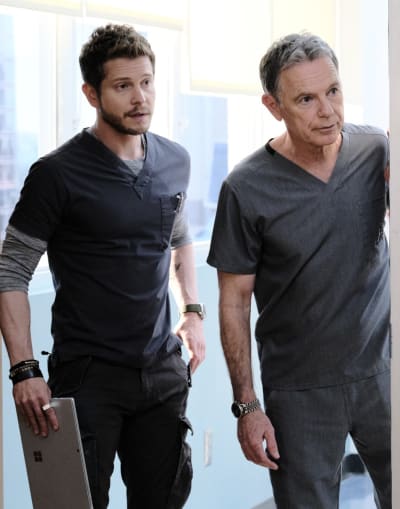Conrad and Bell Knock - Tall  - The Resident Season 3 Episode 20
