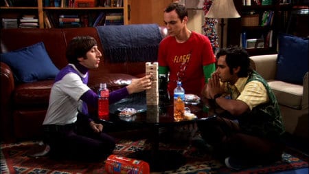 Sheldon, Raj and Wolowitz Play Jenga
