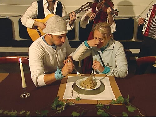 Jordan and Jeff Inhale Sauerkraut