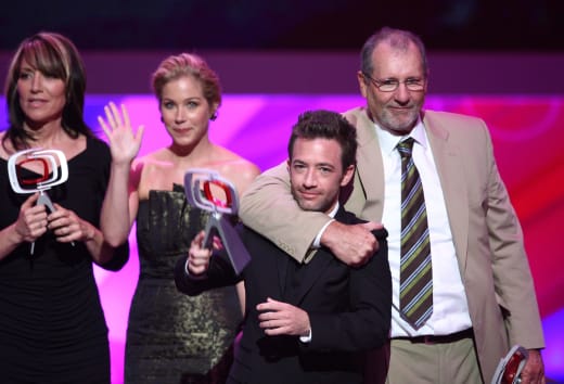 Actress Katey Sagal, Actor David Faustino, Actress Christina Applegate and Actor Ed O'Neill speak onstage at the 7th Annual TV Land Awards