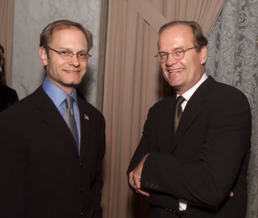 David Hyde Pierce and Kelsey Grammer at the American Jewish Committee's gala honoring NBC's Scott Sassa with the Dorothy and Sherrill C. Corwin Human Relations Award at the Regent Beverly Wilshire