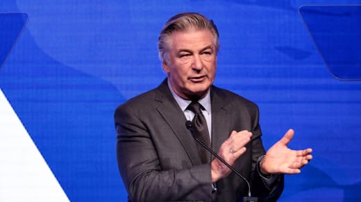  Alec Baldwin speaks during the 2021 RFK Ripple Of Hope Gala