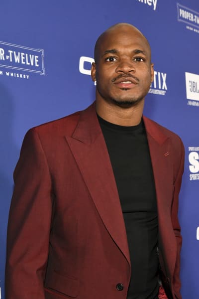 Adrian Peterson attends the Sports Illustrated Super Bowl Party at Century City Park on February 12, 2022 in Los Angeles, California. 